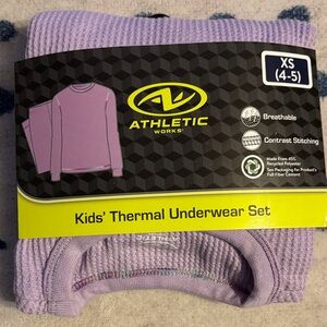 Athletic Works Kids' Thermal Underwear Set Pajamas! Size XS(4-5) Lavender Color!